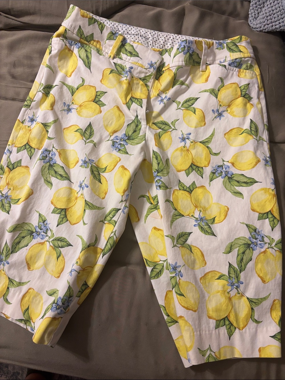 Talbots White Shorts with Yellow Lemon Print